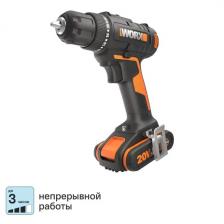 Дрель-шуруповерт аккумуляторная Worx WX100.3, 20 В Li-ion 2x2 Ач