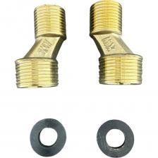 Комплект эксцентриков для смесителей из 2 шт. самой востребованной на рынке длины 48 мм.Универсальное решение для любого смесителя на российском рынке – представляют собой переходники для соединения входных патрубков смесителя с водопроводной системой.Насечки для лучшего сцепления с монтажной лентой.Изготовлены из прочной латуни, стойкой к коррозии, резким изменениям давления и перепадам температуры воды. Эксцентрик 2 шт. Длина 48 мм, размер гайки - 1/2" и 3/4" дюйма.