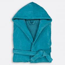 Банный халат с капюшоном из велюровой махры плотностью 450 гм Trizie 38/40 (FR) - 44/46 (RUS) синий