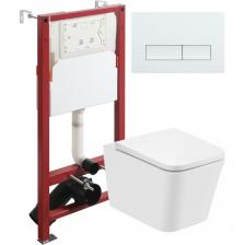 Подвесной безободковый унитаз с инсталляцией и кнопкой смыва от немецкого бренда Agger - функциональное и эргономичное решение. Материал унитаза санфарфор отличается беспористой структурой, высокой прочностью и стойкостью к появлению пятен, что позволит сохранить первоначальный вид изделия на долгие годы использования. Обтекаемая форма корпуса не позволяет скапливаться пыли. Мощный каскадный смыв - подарит комфорт при эксплуатации. Безободковая модель - отсутствие недоступных областей для уборки обеспечит простой уход и отсутствие посторонних запахов. В комплекте быстросъемная крышка-сиденье с функцией плавного закрывания Soft-close, сиденье изготовлено из прочного материала - дюропласта, петли крышки-сиденья из нержавеющей стали. Скрытая система монтажа, цвет глянцевый белый. Инсталляция обеспечит минимальный уровень шума и максимальный уровень комфорта при эксплуатации. В комплект входят все необходимые крепления. Максимально допустимая нагрузка 400 кг. Объем смыва 3 и 6 литра позволяет экономить воду, снижая ее расход. Ширина рамы - 500 мм, глубина - 145/165 мм, высота - 1125/1325 мм. Материал - сталь. Кнопка смыва с механическим управлением отличается современным дизайном и гармонично дополнит интерьер. Выполнена в цвете глянцевый белый. Форма кнопок - прямоугольная, материал - пластик.