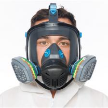 Противогаз фильтрующий UNIX 5100 А1В1Е1К1 P1 - надежное средство защиты органов дыхания, лица и глаз человека от вредных веществ и аэрозолей, присутствующих в воздухе рабочей зоны. Фильтр 531 A1B1E1K1 обеспечивает защиту от: - органических газов и паров A1 - неорганических газов и паров B1 - кислых газов и паров кислот E1 - аммиака и его производных K1 Предфильтр P1 защищает пыли, дымов и туманов при концентрации до 100 мг/м3. Крепится к противогазовому фильтру с помощь держателя. Панорамная полнолицевая маска UNIX 5100 эффективно защищает лицо, органы дыхания, зрения от воздействия газов, паров и аэрозолей Гипоаллергенный материал деталей, соприкасающихся с лицом и головой выполнен из силикона Легкое, быстрое и надежное крепление маски на голове с помощью оголовья с регулировкой в пяти точках и самозатягивающиихся пряжек Прочное панорамное стекло из поликарбоната - площадь поля зрения более 80% Не запотевает благодаря подмасочнику Быстрая и надежная байонетная система крепления фильтров Разборчивость речи более 80% и возможность работы со средствами связи В маске легко дышать Один универсальный размер Соответствие нормативным документам Противогазы: ТР ТС 019/2011, ГОСТ 12.4.121-2015 Фильтры противогазовые и комбинированные: ТР ТС 019/2011, ГОСТ 12.4.235-2019, EN 14387