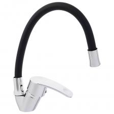 Смеситель для кухни СоюзКран черный с силиконовым изливом и керамическим картриджем 40 мм выполнен из качественного цинкового сплава, рассчитан на длительный срок эксплуатации и не подвержен коррозии. Рычажный механизм позволяет быстро и четко настроить нужную температуру воды и интенсивность потока пальцем одной руки. Гибкий силиконовый излив удобен для повседневного использования, позволяя настраивать нужную высоту для мытья посуды, овощей и фруктов. Стильный дизайн дополнит интерьер современной кухни.