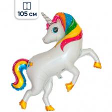 Воздушный шар Единорог с радужной гривой, 105 см