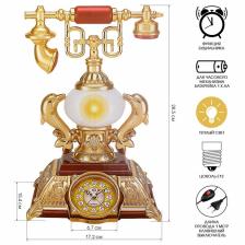 Часы-светильник "Ретро телефон", красный, с будильником, 28.5 х 18 х 18 см