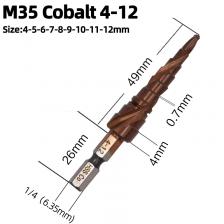 Спиральные ступенчатые сверла M35 из кобальта/6542, 1 шт., шестигранная пагода, искусственные конусные режущие инструменты, отверстия для дерева и металла, нарезание из нержавеющей стали