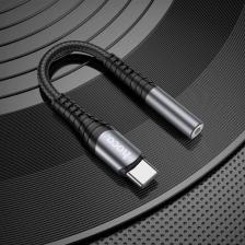 Адаптер Hoco LS33, Type-C (m) - jack 3.5 мм (f), 12 см, серый