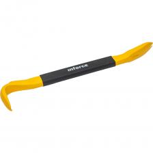 Лом-гвоздодер Inforce обрезиненная рукоятка 300x22x14мм 06-16-28 служит для извлечения гвоздей и применяется при проведении демонтажных работ. Наличие двух рабочих частей облегчает использование инструмента, а овальный корпус повышает сопротивляемость излому. Лом-гвоздодер будет полезен строителю, ремонтнику, а также домашнему мастеру.