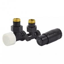Комплект подключения SCHLOSSER STANDARD MINI 1/2 угловой, Ral 9005, с термоголовкой MINI М30х1,5
