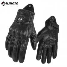 MJMOTO Ретро кожаные мотоциклетные перчатки для верховой езды, противоскользящие мотоперчатки, классические перфорированные дышащие летние перчатки из козьей кожи