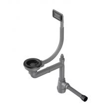 Сифон для кухонной мойки Omoikiri с универсальным прямоугольным переливом темный хром, вороненная сталь