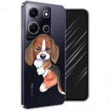 Чехол на Infinix Note 30i / Инфиникс Нот 30i с принтом Бигль в ладошках, прозрачный
