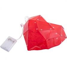 Светильник декоративный «Красное сердце», на батарейках 3AA (не в/к). 100 светодиодов, цвет корпуса красный Uniel ULD-R511 3АА RED HEART