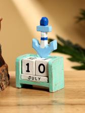 Календарь настольный «Якорь», 7x4x10 см, дерево, бирюзово-голубой