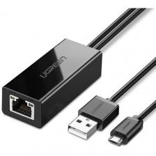 Адаптер UGREEN 30985, USB 3.0 A(m) (прямой) - micro USB 3.0 B (m) (прямой), ферритовый фильтр , круглое, 1м, черный