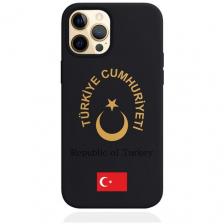 Черный силиконовый чехол для iPhone 12/12 Pro Золотой Герб Турции