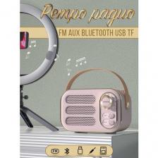 Ретро радиоприемник / беспроводная колонка FM AUX BLUETOOTH USB TF (розовый)