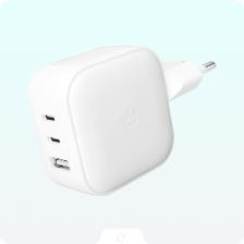 Сетевое зарядное устройство VLP G-Charge 65Вт USB-C+USB-C+USB-A, PD, QC (Белый)