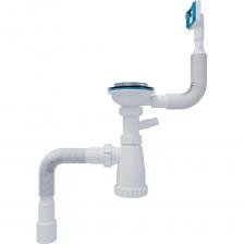 Подходит для моек с отверстием 3 1/2" и выпуском 40 мм. Гибкий перелив предотвращает перелив воды и легко регулируется по длине. Отвод для стиральной или посудомоечной машины — удобно для подключения бытовой техники. Разборная конструкция — простота чистки и обслуживания. Компактные размеры — экономия пространства под мойкой. Устойчивость к химическим средствам и перепадам температур. Надёжность и долговечность эксплуатации.    