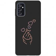 Матовый Soft Touch силиконовый чехол на Samsung Galaxy M52 5G, Самсунг М52 с 3D принтом "K-Heart" черный