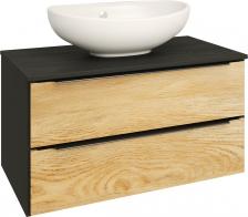 Тумба с раковиной Runo Мальта 85, подвесная, дуб, черная