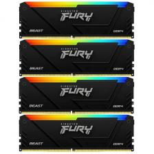 Оперативная память Kingston DDR4 128GB 4x32GB 3200Mhz FURY Beast Black RGB (KF432C16BB2AK4/128)