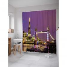 Шторка-занавеска для ванной Штора (занавеска) для ванной JoyArty "Ночной Лондон" из сатена, 180х200 см с крючками, sc_14658