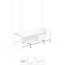 Прямоугольная акриловая ванна Bristol производится в размерах 150, 160, 170 см по длине и имеет увеличенную ширину – 75 см, что позволяет комфортно принимать ванну или душ людям разного телосложения. Небольшой подголовник с плавными линиями и анатомически выверенный наклон ванны в изголовье поддерживают спину во время принятия водных процедур в естественном и удобном положении, а специально для рук созданы симметричные эргономичные площадки. Основа ванн из литьевого акрила — жесткий 4 мм лист полиметилметакрилата (ПММА), который помещают в вакуум-формовочное оборудование и под большим давлением заполняют матрицу будущей ванны. Для максимальной прочности конструкции по всему основанию купели закладывается усиленная плита ДСтП, а внешняя сторона покрывается смесью полимера с отвердителем и ровингом. После отверждения в ванне высверливают отверстия для слива-перелива. Сифон-автомат Useful Extras от Wellsee изготовлен из полипропилена высокой термической стойкости и прочности, неуязвим к воздействию агрессивных химических средств. Самоочищающаяся форма и изгибы сифона препятствуют скоплению грязи внутри обвязки и поддерживают высокую пропускную способность — 50 л/мин. Конструкция ванны предполагает установку на поперечные ножки или усиленный металлический каркас с максимальной нагрузкой до 500 кг и предусматривает дополнительную фиксацию к стене. Наличие регулировок на каждой ножке и распорках обеспечивает удобство установки на различных поверхностях.