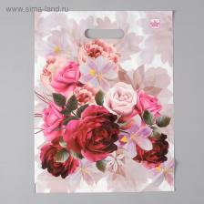 Пакет «Пионы на бежевом», полиэтиленовый с вырубной ручкой, 55 мкм, 31x40 см