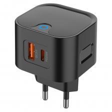 Сетевое зарядное устройство PERO TC21 является универсальным зарядным устройством, которое оснащено двумя USB-портами - одним портом USB-A и одним портом USB-C. Порт USB-A может обеспечивать выходной ток до 3А, что позволяет быстро заряжать большинство современных мобильных устройств. Порт USB-C имеет функцию быстрой зарядки Power Delivery мощностью 25 Вт. Эта функция позволяет заряжать совместимые устройства быстрее, чем традиционные зарядки.   Кроме того, СЗУ PERO TC21 имеет функцию fast charge, которая позволяет быстро заряжать поддерживаемые устройства, а также защиту от перегрузок и перегрева, что обеспечивает безопасную работу и продлевает срок службы устройства.