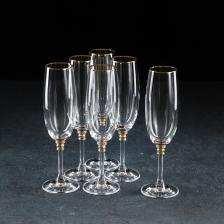 Набор бокалов для шампанского из хрустального стекла Bohemia Crystal «Оливия», 190 мл, 6 шт.