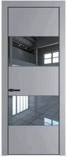 Межкомнатная дверь ProfilDoors 22PA Цвет: Смоки, Цвет профиля: Черный матовый RAL9005, Стекло: Межкомнатные двери с зеркальной вставкой