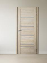 Комплект двери для санузла 282, со стеклом мателюкс, с комплектом фурнитуры, 800x2000x36 мм, экошпон, цвет ясень латте