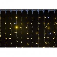 Светодиодный занавес 2х2 м, 220В, провод ПВХ, IP 65 - линейно-свесовая гирлянда, представляющая собой горизонтальную направляющую, с которой через равные промежутки свисают нити одной длины. Работает от блока питания 4А (AC/DC) (приобретается отдельно).