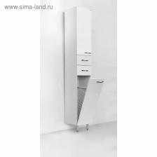 Шкаф - пенал для ванной комнаты 300, с корзиной для белья, 300x292x1900 мм, цвет белый