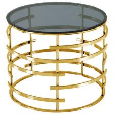 Журнальный столик Stool Group Инфлюэнс 60*60 стекло smoke сталь золото УТ000036341 (круглая столешница, О-образная опора)