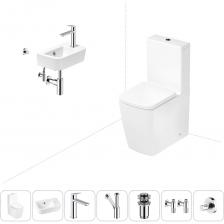 Комплексное предложение по специальной цене, включающее все необходимое для обустройства санузла / ванной комнаты. Элегантный вид напольного унитаза позволяет гармонично вписаться в интерьер современного санузла или ванной комнаты, наполняя его атмосферой роскоши и уюта. Санитарный фарфор Lavinia Boho имеет более твердую и гладкую поверхность, нежели сантехнический фаянс. Система антивсплеск увеличивает гигиеничность использования изделия и делает уборку более быстрой и простой. Компактная подвесная раковина Lavinia Boho One (370 х 245 х 100) — оптимально подходит для небольших ванных комнат или гостевых санузлов. Дизайнерская сантехника изготовлена в едином стиле: изделия прекрасно дополняют друг друга и формируют органичный тандем с латунными сифонами, донными клапанами, выпусками, угловыми вентилями и элегантными аксессуарами.