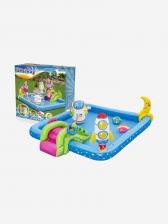Игровой центр надувной Bestway 53126 с горкой и фонтаном Маленький астронавт, Голубой