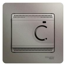 Электронный термостат теплого пола с датчиком Systeme Electric Glossa платина SE GSL001238 контролирует температуру теплого пола путем регулировки температуры нагревательных кабелей, вмонтированных в пол. Термостат включается с помощью выключателя, расположенного на передней панели. Выполнен из материала PС+ASA, стойкого к УФ-излучению и появлению царапин.