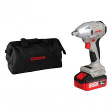 Аккумуляторный гайковерт CT22046HX-4S TB — незаменимый помощник для серийного выполнения широкого спектра работ: сборочные, монтажные, строительные, ремонтные, автослесарные, демонтажные и т.д. Для выполнения работ небольшой и средней сложности. Обладает высокой скоростью заворачивания крепежа в древесину, металл, за счет высокой частоты вращения и частоты ударов, с минимальной отдачей на кисти рук. Оснащён электроникой для настройки крутящего момента под выполняемую работу, для регулировки доступны три режима настройки (частоты вращения/частоты ударов). Ударный гайковерт CT22046HX-4S TB входит в линейку аккумуляторного инструмента CROWN 20VMax, что позволяет использовать его аккумулятор с другими инструментами линейки. Особенности: Бесщёточный мотор; Электронный тормоз двигателя; Электронная регулировка оборотов в трёх режимах 0-1000/1800/2800 об/мин; Регулировка крутящего момента 80/200/350 Нм; Подсветка рабочей зоны; Аккумулятор 1 х 4 А/ч, ЗУ и сумка для хранения и транспортировки в комплекте.