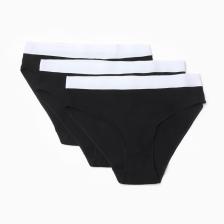 Набор трусов слипы MINAKU рубчик размер 44-46, цвет чёрный, 3 шт.