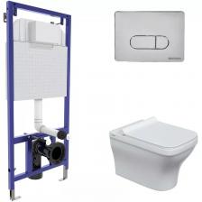 Комплект унитаза с инсталляцией Berges Strati с сиденьем микролифт и клавишей смыва хром