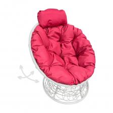 Кресло M-GROUP ПАПАСАН пружинка мини с ротангом белое, красная подушка 12090106