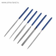 Набор надфилей алмазных ТУНДРА, обрезиненные рукоятки, 70x140x3 мм, 6 шт.