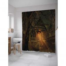 Штора-занавеска для ванной Штора (занавеска) для ванной JoyArty "Фантастическая обитель" из сатена, 180х200 см с крючками, sc_32903
