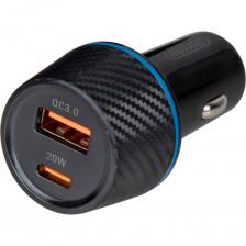 Зарядное устройство (адаптер) 38W USB (QC 3.0) Type-C (PD) SKYWAY черный - зарядное устройство от автомобильного прикуривателя с двумя портами, один USB и один Type C, для зарядки различных устройств - смартфонов, планшетов, навигаторов и других портативных устройств. Поддерживает стандарт быстрой зарядки PD (Power Delivery) и QC (Quick Charge) 3.0.