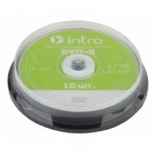COMPDVDR Диски оптические Intro COMPDVDR DVD-R 16X 4,7GB Cakebox комплект 10 штук, цена за 1 шт