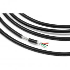 Цифровой DMX-кабель для цифровых аудиосигналов AES/EBU и сигналов управления DMX 512. Идеально подходит для передачи сигналов от световых диммеров и контроллеров. Обладают высоким уровнем устойчивости к электромагнитным помехам. Кабель приятен и удобен при пайке и инсталляции. Цифровой кабель DMX состоит из четырех проводников, состоящих из тонких нитей диаметром 0.26 мм из чистой луженой меди OFС (4х7*0.26 мм). Проводники покрыты изоляцией из LSZH в четырех цветах для удобства в использовании, общий диаметр проводника с изоляцией 1.3 мм. Для обеспечения защиты от помех кабель защищен двумя экранами: экраном из алюминиевой пленки с дренажной жилой из луженой меди (100%) и плетеным экраном, также из луженой меди, покрывающим более 80% всего кабеля, оболочка FRNC-C/LSZH черного цвета RAL9005, общий диаметр кабеля 6,0 мм. Может быть использован при групповой прокладки кабеля. Оболочка не поддерживает горение, не выделяет токсичные вещества в случае пожара, поскольку состав оболочки не содержит никаких галогенов. Стандарт IEC 60332-3-24, разработан в Германии. Длина — 50 метров.