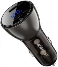 Зарядное устройство автомобильное ACEFAST B10 metal car charger 60W (USB-C + USB-C) with digital display. Цвет: черный