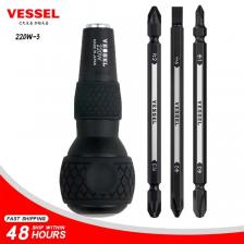 VESSEL 220W-3 ШАРИКОВАЯ Сменная отвертка с шестигранной головкой 0,64 см (биты 3 шт. (+1, +3 / +2, -6 / PZ2, PZ3) Набор инструментов)