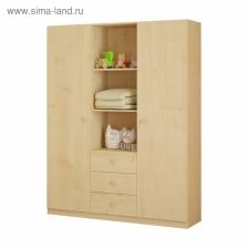 Шкаф прямой трёхстворчатый Polini kids Simple, 1350x520x1900 мм, цвет натуральный